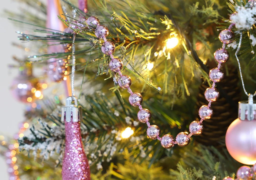 ® 9Ft Christmas Bead Chain - Christmas Bead Garlands - Christmas Ornaments (Baby Pink)