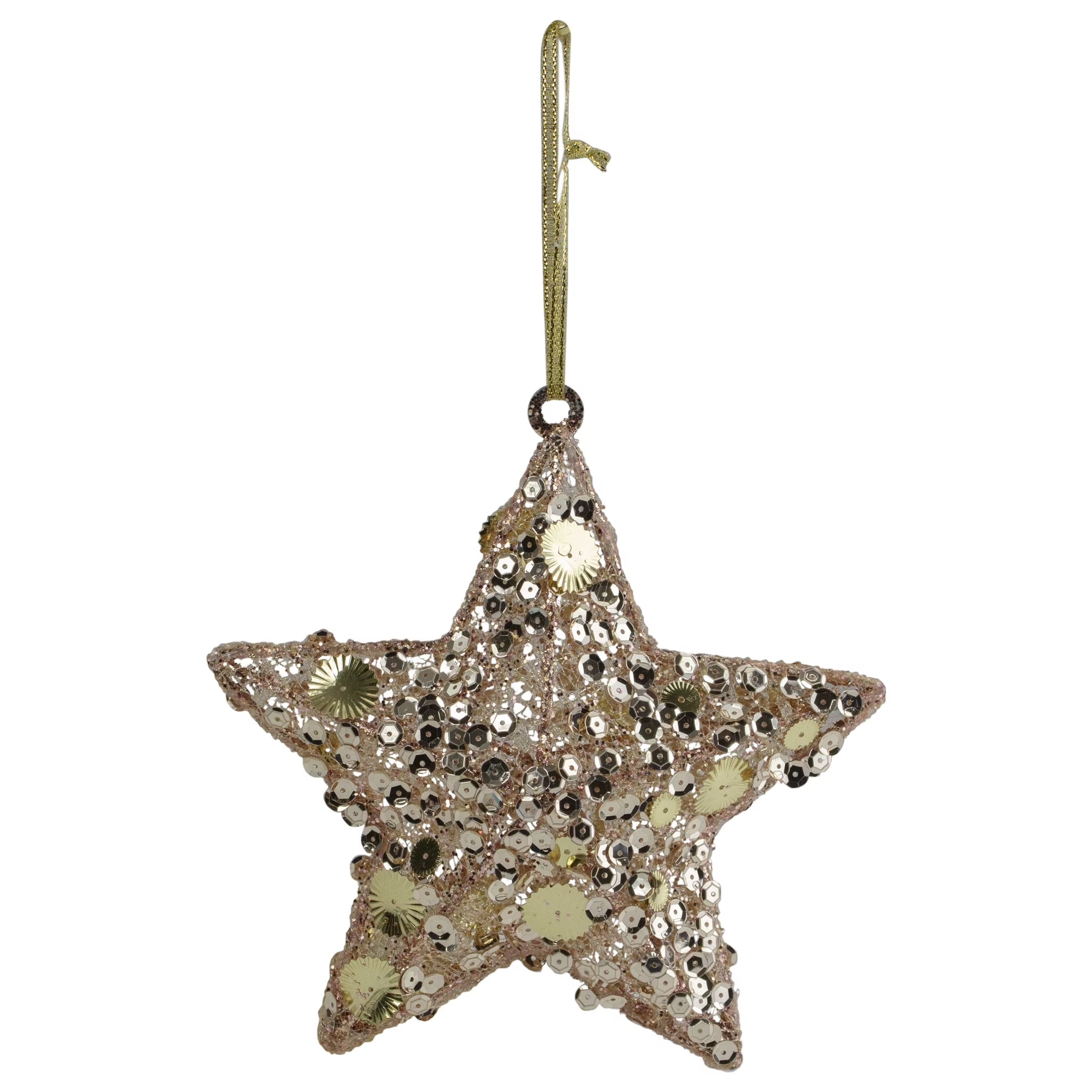 Tri-Color Star Shaped Christmas Ornament - 6" - Gold