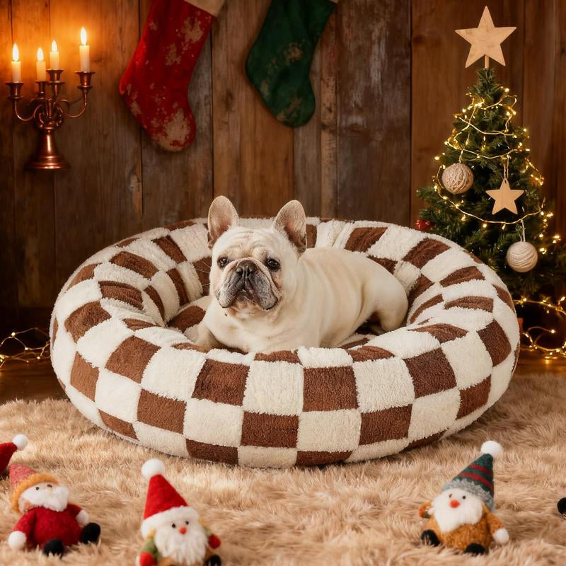Lesure Warm Donut Bed - Cozy Fluffy Calming Bed for Small/Medium/Large Dogs & Cats, Tiktokshopblackfriday Choice, Soft Plush round Pet Bed for Winter Comfort, Washable, Anti-Slip Bottom, Camas Para Perros, Pet Supplies Bedding