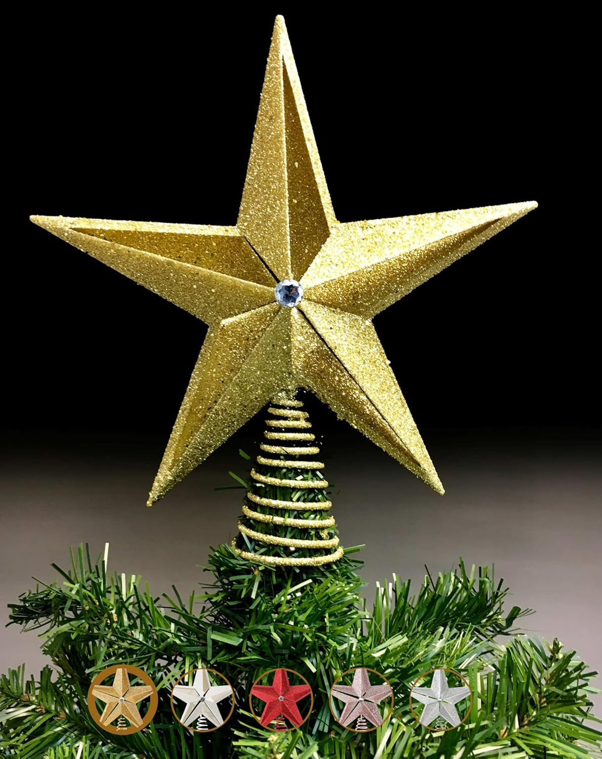 10 Inch Large Filigree Gold Glittered Christmas Star Tree Topper Star for Large Tree 6 Feet-8 Feet Tall/Home Decor Ornaments (Gold)