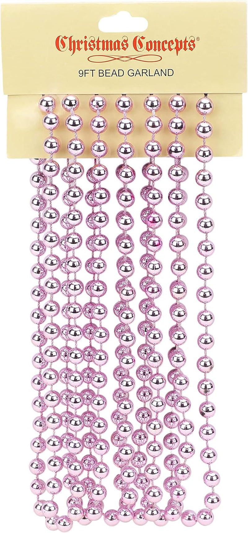 ® 9Ft Christmas Bead Chain - Christmas Bead Garlands - Christmas Ornaments (Baby Pink)