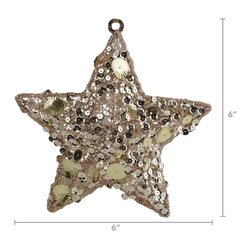 Tri-Color Star Shaped Christmas Ornament - 6" - Gold
