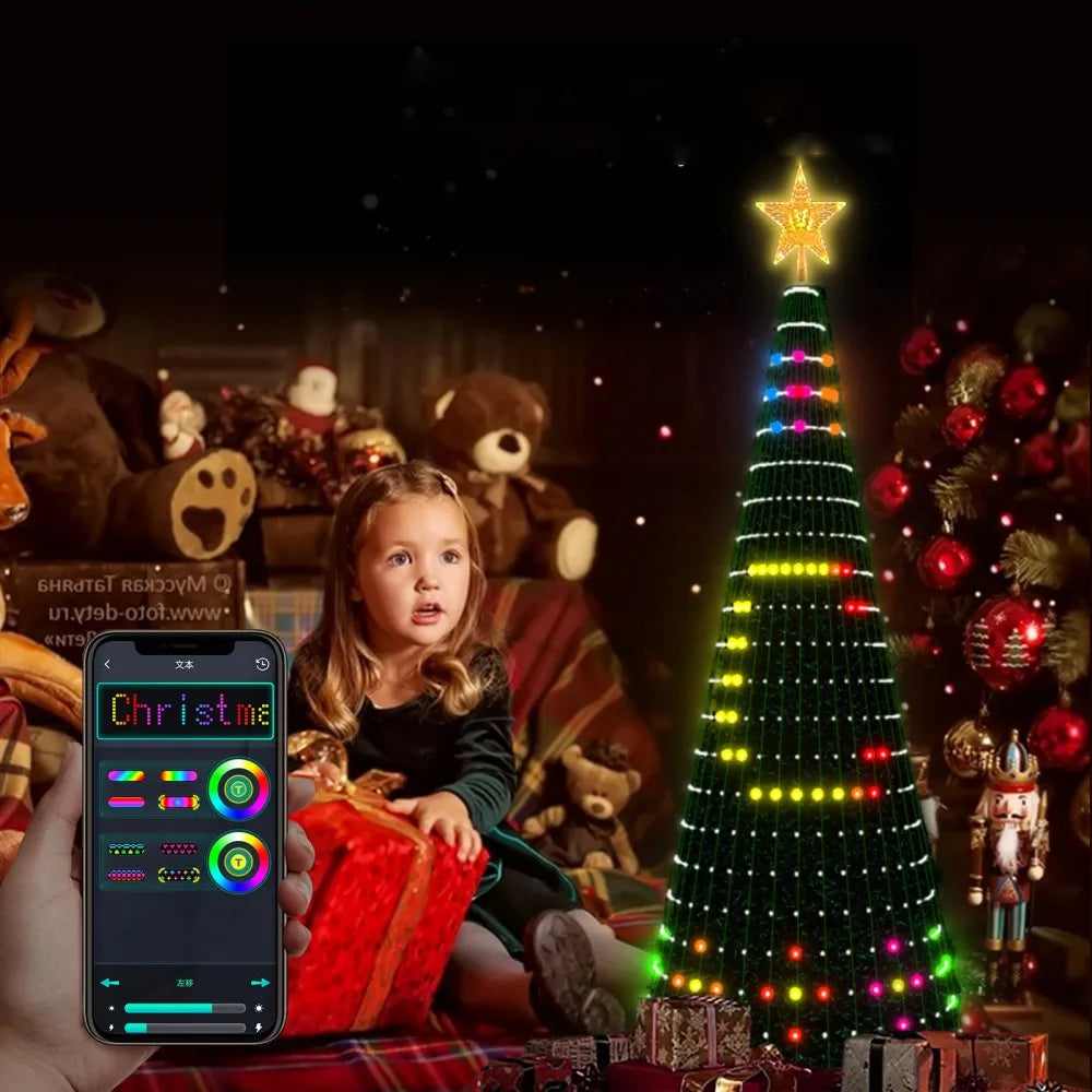 2.1M/6.9Ft Christmas Tree Lights with Star Smart DIY Christmas Light with Timer Music Sync Bluetooth App Control Home Decor Gift