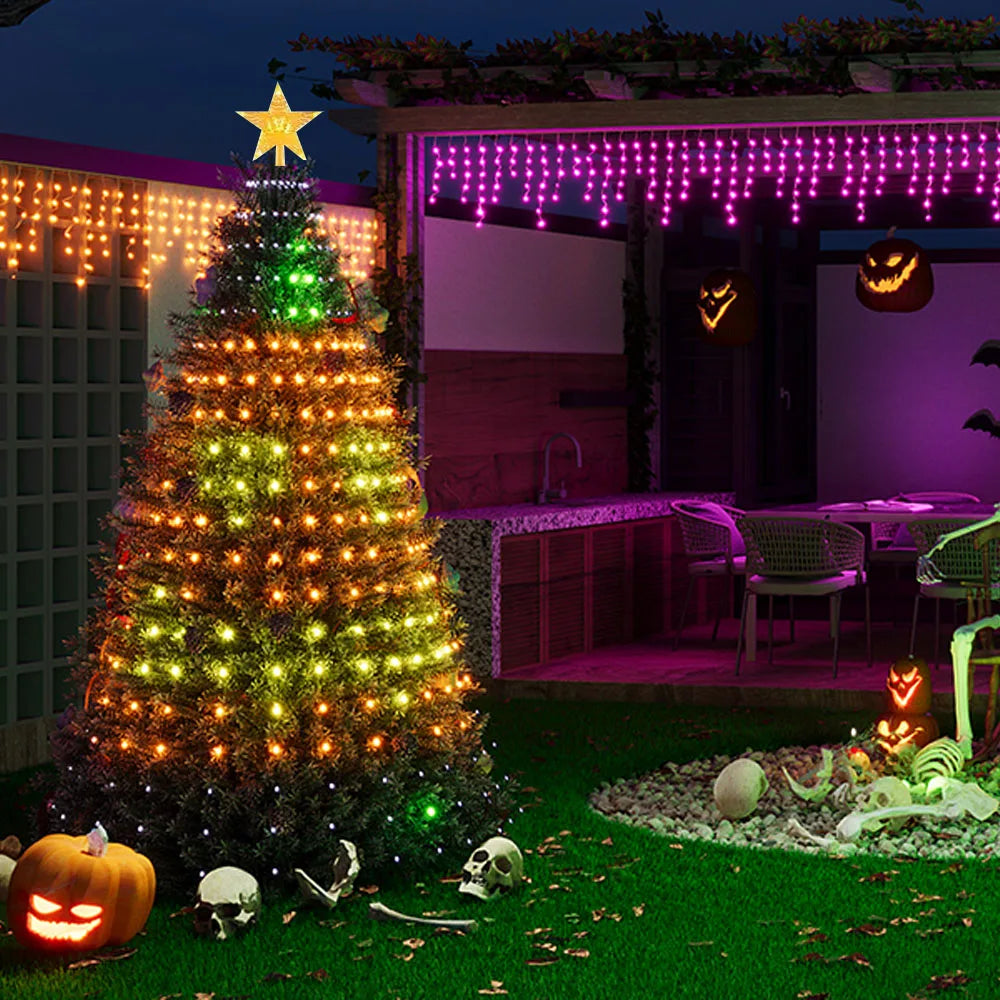 2.1M/6.9Ft Christmas Tree Lights with Star Smart DIY Christmas Light with Timer Music Sync Bluetooth App Control Home Decor Gift