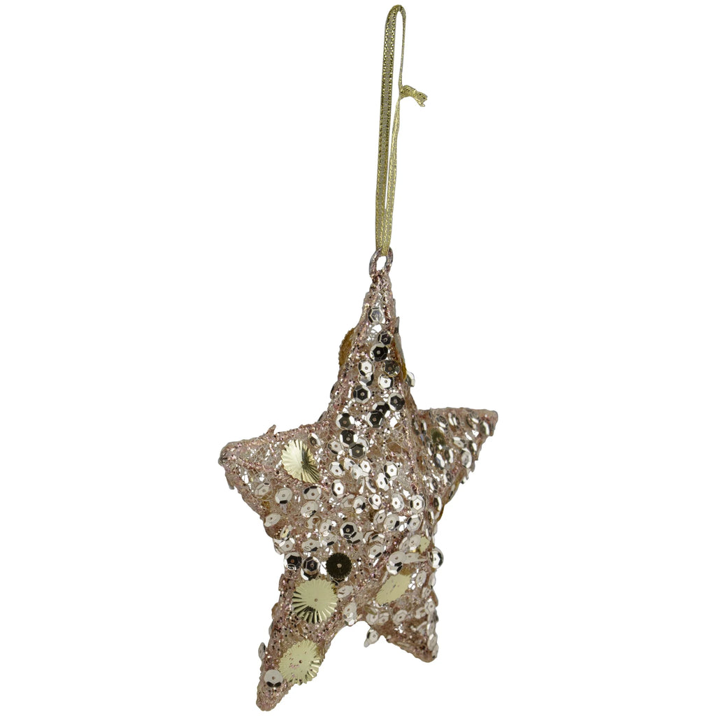 Tri-Color Star Shaped Christmas Ornament - 6" - Gold