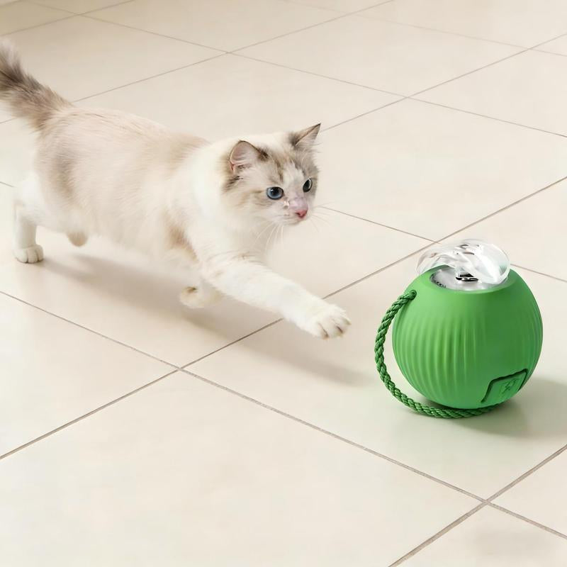 Interactive Cat Toys for Indoor Cats Smart Rolling Ball with Lights Rechargeable 3 Play Modes Auto Avoids Obstacles Green Design Gravity Fun