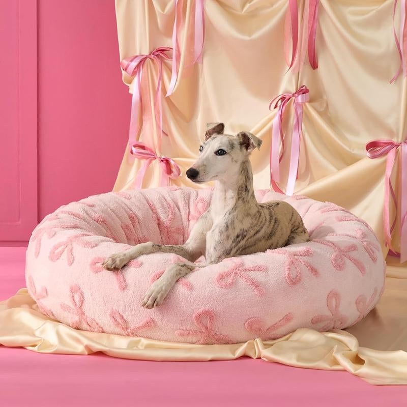 Lesure Warm Donut Bed - Cozy Fluffy Calming Bed for Small/Medium/Large Dogs & Cats, Tiktokshopblackfriday Choice, Soft Plush round Pet Bed for Winter Comfort, Washable, Anti-Slip Bottom, Camas Para Perros, Pet Supplies Bedding