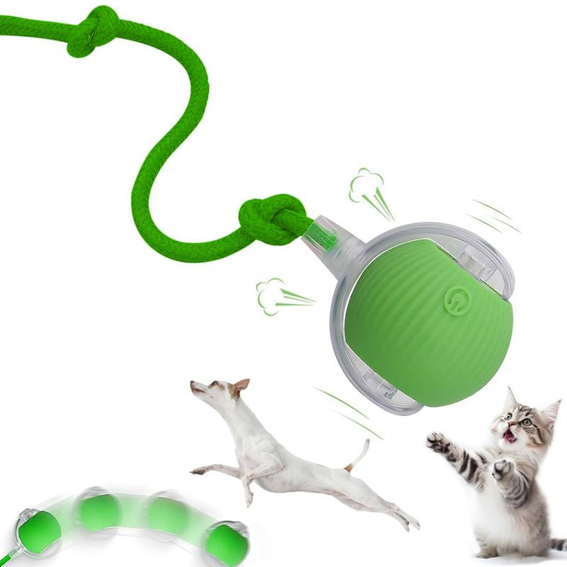 Interactive Cat Toys for Indoor Cats Smart Rolling Ball with Lights Rechargeable 3 Play Modes Auto Avoids Obstacles Green Design Gravity Fun